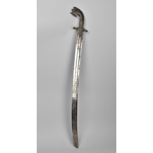 147 - A 19th Century Arab Nimcha Type Sword having Single Edge Curved Steel Blade, Silver Covered Pistol G... 