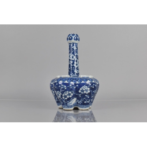 371 - A Chinese Blue and White Tulip Vase of Traditional Form, Decorated with Prunus Blossom and Lappet Sh... 