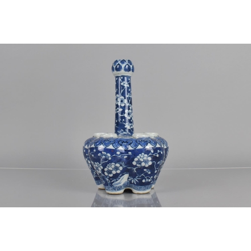 371 - A Chinese Blue and White Tulip Vase of Traditional Form, Decorated with Prunus Blossom and Lappet Sh... 