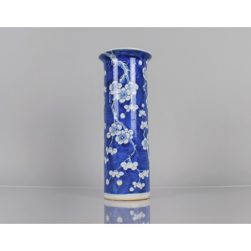 375 - A 19th Century Chinese Porcelain Blue and White Prunus Pattern Sleeve Vase, Four Character Mark to B... 