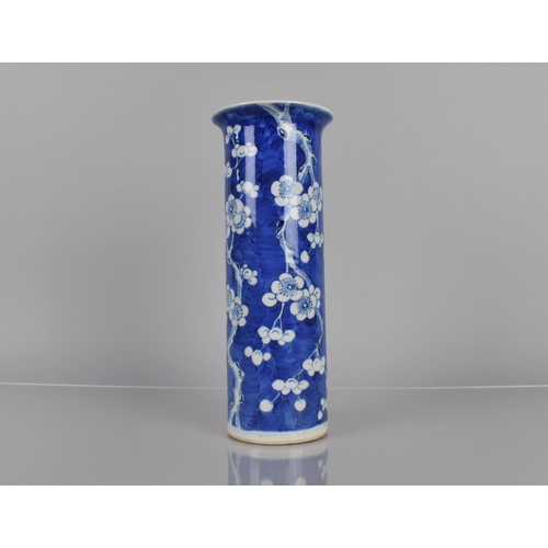 375 - A 19th Century Chinese Porcelain Blue and White Prunus Pattern Sleeve Vase, Four Character Mark to B... 