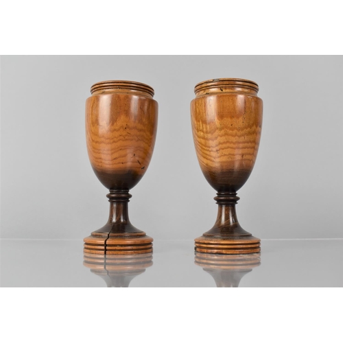 43 - A Pair of 19 Century Treen Turned Laburnum Goblets, Probably Scottish, 16cms High