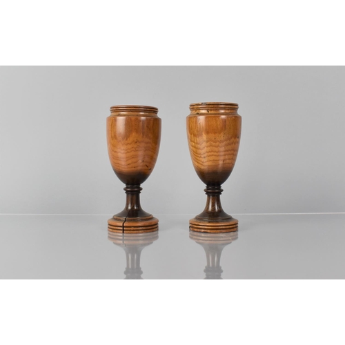 43 - A Pair of 19 Century Treen Turned Laburnum Goblets, Probably Scottish, 16cms High