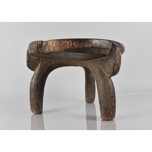 393 - A Late 19th Century African Carved Wood He-He Stool from Tanzania, with a Well Patinated Dished Top ... 