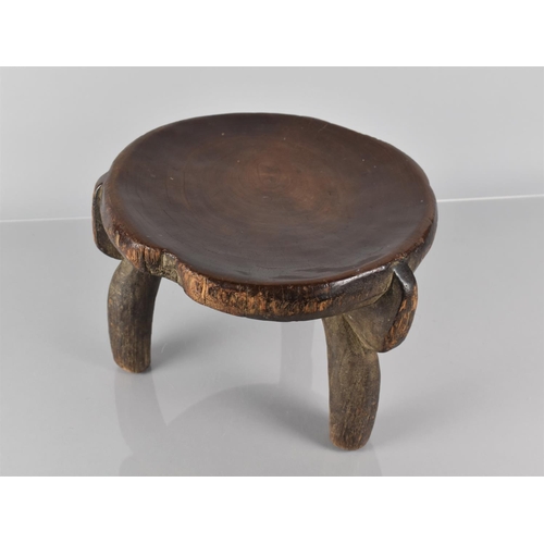 393 - A Late 19th Century African Carved Wood He-He Stool from Tanzania, with a Well Patinated Dished Top ... 