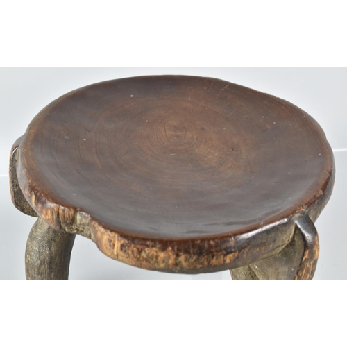 393 - A Late 19th Century African Carved Wood He-He Stool from Tanzania, with a Well Patinated Dished Top ... 