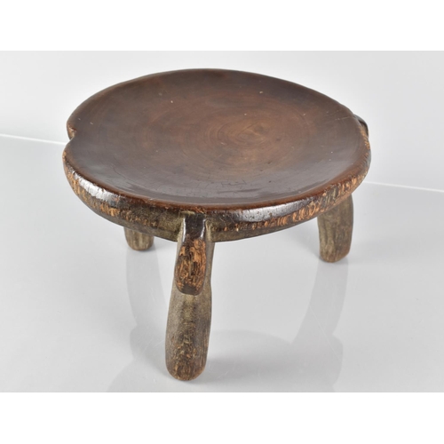 393 - A Late 19th Century African Carved Wood He-He Stool from Tanzania, with a Well Patinated Dished Top ... 