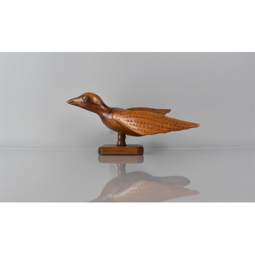 45 - An Early 20th Century Carved Miro Wood Pitcairn Islands Flying Bird, The Plinth Inscribed 'Pitcairn ... 