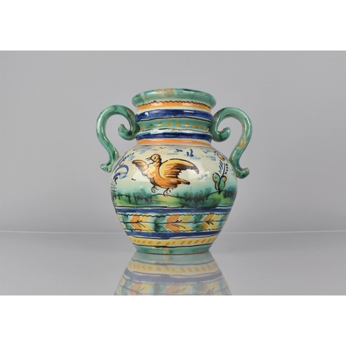 410 - A 19th Century Spanish Faience Pottery Two Handled Pot with Typical Polychrome Painted Decoration, 2... 