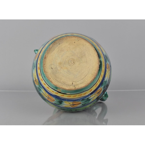 410 - A 19th Century Spanish Faience Pottery Two Handled Pot with Typical Polychrome Painted Decoration, 2... 