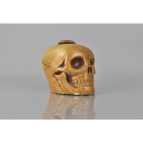 20 - A Late 19th/Early 20th Century Painted Plaster and Wood Tobacco Jar Modelled as a Human Skull, 11x9x... 