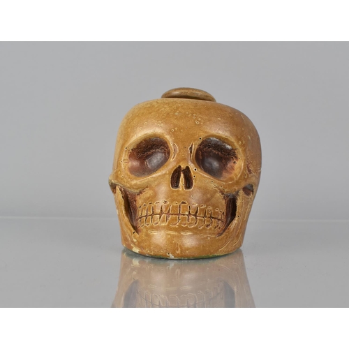 20 - A Late 19th/Early 20th Century Painted Plaster and Wood Tobacco Jar Modelled as a Human Skull, 11x9x... 