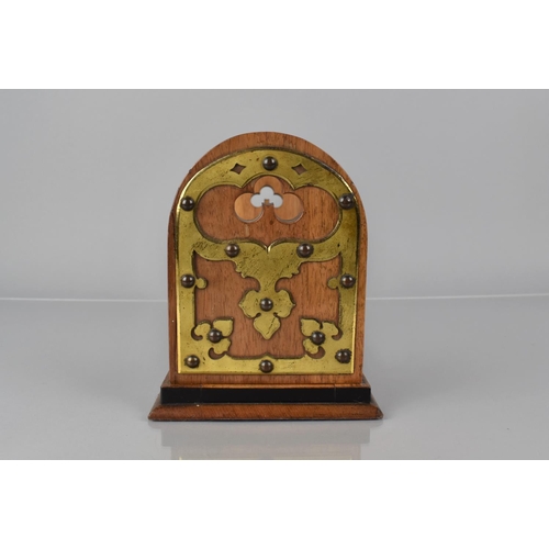 13 - A 19th Century Walnut and Ebonised Book Slide with Applied Gothic Brass Decoration, 34x14x17cms