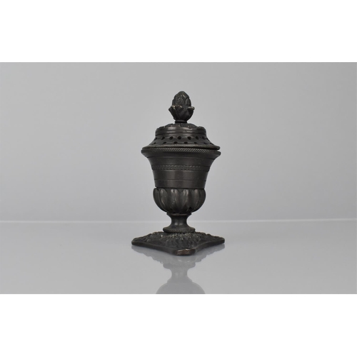 112 - A Early 19th Century Bronze Pastille Burner in the Form of a Lidded Classical Urn, 10cms High