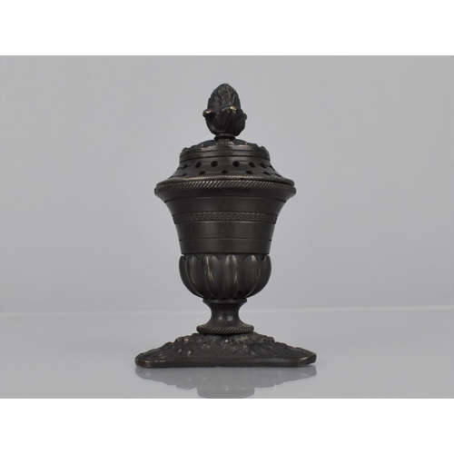 112 - A Early 19th Century Bronze Pastille Burner in the Form of a Lidded Classical Urn, 10cms High