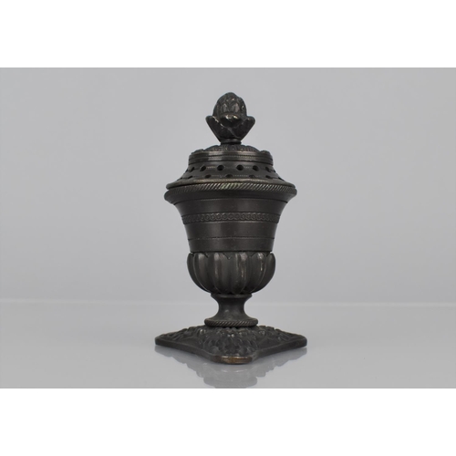 112 - A Early 19th Century Bronze Pastille Burner in the Form of a Lidded Classical Urn, 10cms High