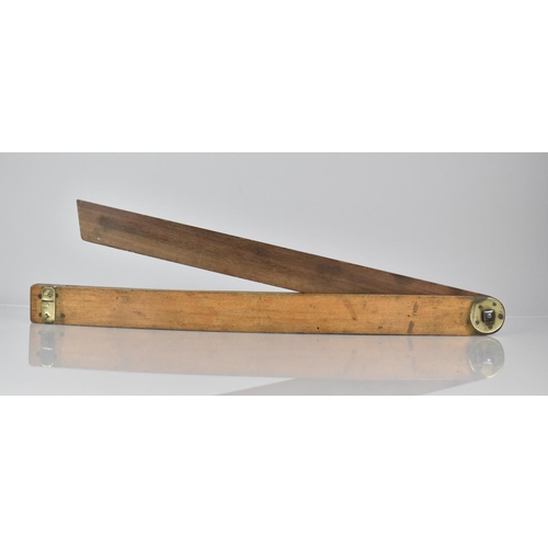 113 - An Unusually Large 19th Century Carpenters Adjustable Bevel Made from Brass Bound Beech and Walnut, ... 