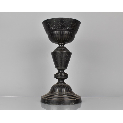 88 - A 19th Century Regency Cast Iron Tazza with Incised Greek revival Decoration, 32cms High