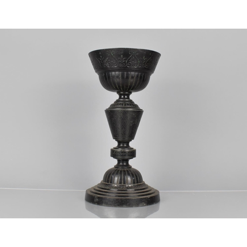 88 - A 19th Century Regency Cast Iron Tazza with Incised Greek revival Decoration, 32cms High