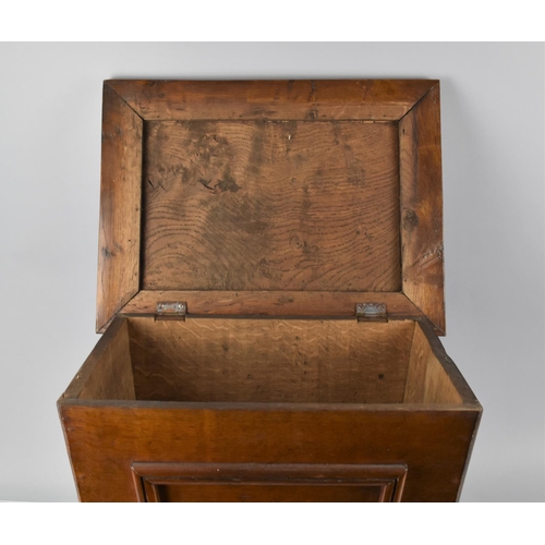 7 - An Early 20th Century Arts and Crafts Style Oak Box of Sarcophagus Shape, Top with Carved Oak Leaves... 