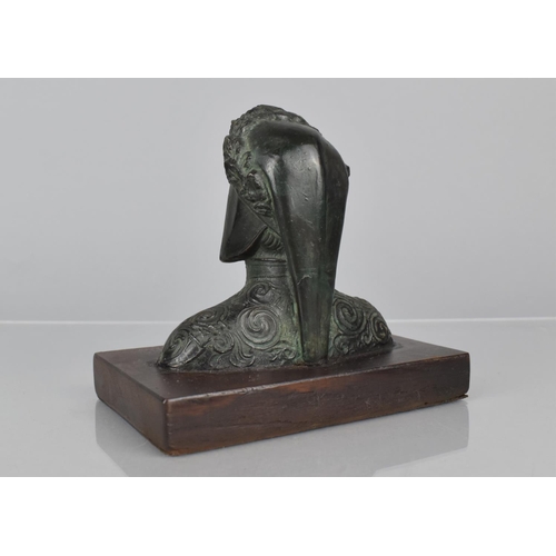 90 - A 19th Century Grand Tour Bronze Bust of Dante Alighieri, Mounted on a Wooden Plinth, 14x9x13cms Hig... 