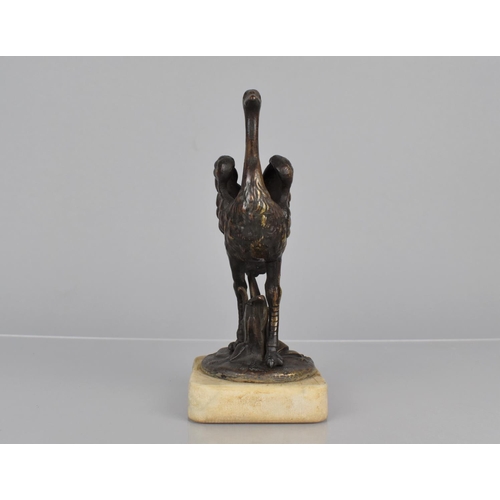 89 - A 19th Century Bronze Figure of an Ostrich Mounted on a Limestone Plinth, 19cms High