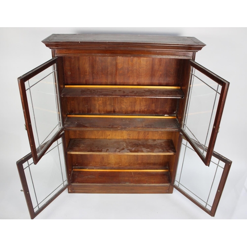 147 - An Edwardian Mahogany Lead Glazed Bookcase, 97cs Wide