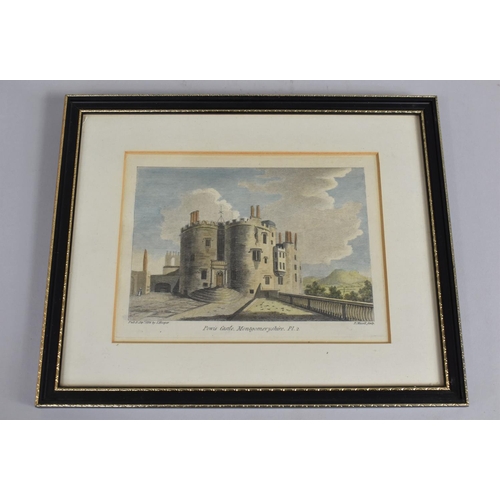 165 - A Framed Coloured 18th Century Engraving, Powys Castle, Dated Sep 1786, 18x13.5cm