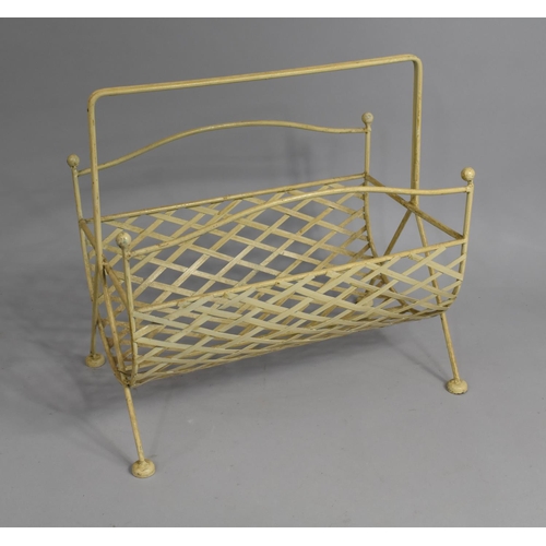 332 - A Cream Painted Metal Magazine Basket