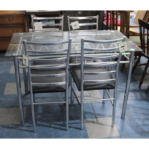 483 - A Modern Chrome Framed Kitchen Table and Four Ladder Back Chairs