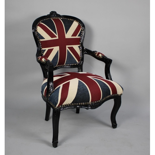 488 - A Modern Upholstered Victorian Style Armchair with Union Jack Upholstery