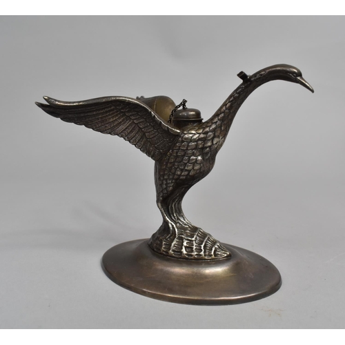 492 - A Vintage Silver Plated Toasting Brandy Glass Warmer in the Form of a Swan, 12cm high