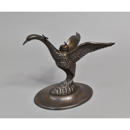 492 - A Vintage Silver Plated Toasting Brandy Glass Warmer in the Form of a Swan, 12cm high