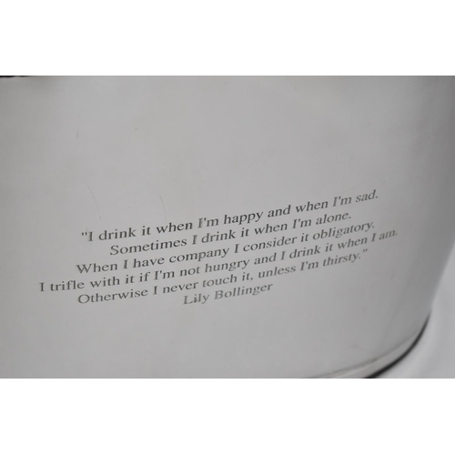 70 - A Reproduction Silver Plated Ice Bucket, Engraved with Quotes by Lily Bollinger and Napoleon Bonapar... 