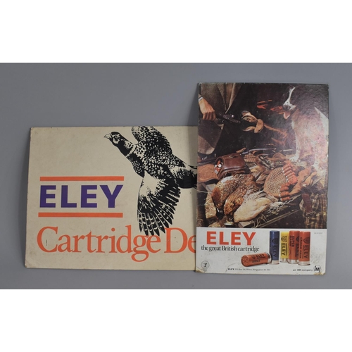 79 - Two Vintage Countertop Cardboard Signs for Eley Shotgun Cartridges, Largest 46cms by 27cms