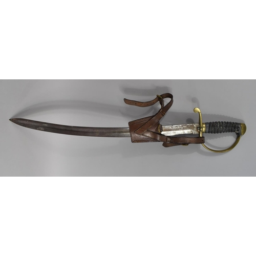 94 - A Victorian Short Sword with Curved Blade, Brass Guard and Wired Shagreen Handle, together with a Le... 