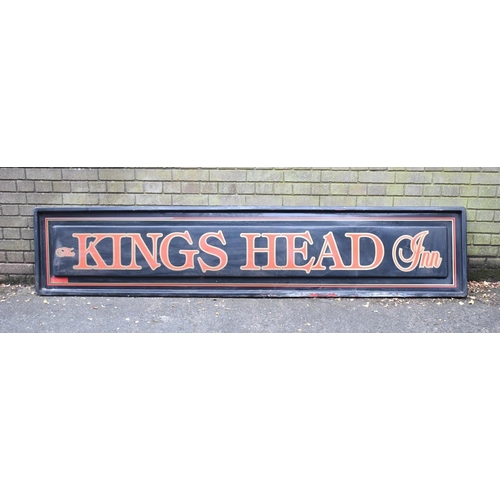 497 - A Large Moulded Plastic Pub Sign for The Kings Head Inn, 257cms by 54cms