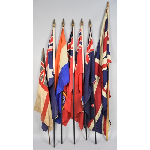 155 - A Collection of WWII Period Commonwealth Cloth Flags for Australia, South Africa, Canada, India, Roy... 