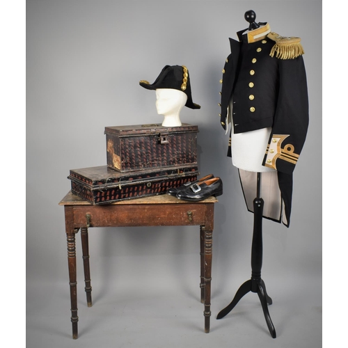 156 - A Lieutenant Commandeers Full Dress Tunic c.1930 by Gieves together with a Waistcoat, Bow Ties and C... 