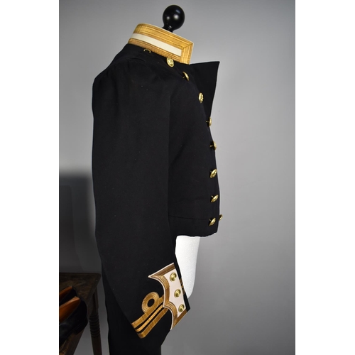 156 - A Lieutenant Commandeers Full Dress Tunic c.1930 by Gieves together with a Waistcoat, Bow Ties and C... 