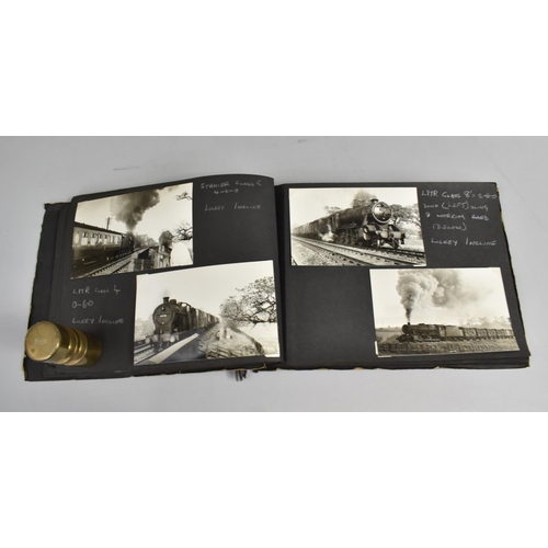 187 - A Vintage Album Containing Black and White Photographs of Photographs of Railway Locomotives