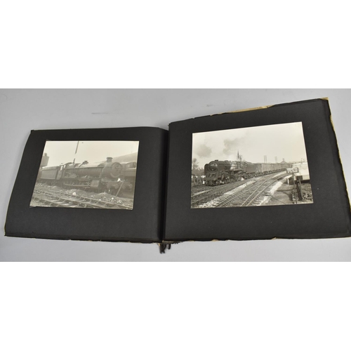 187 - A Vintage Album Containing Black and White Photographs of Photographs of Railway Locomotives