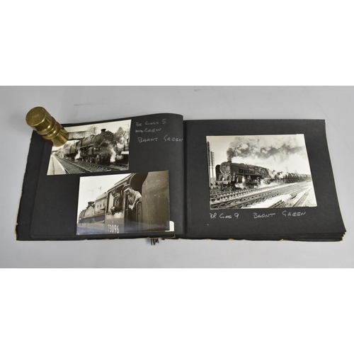 187 - A Vintage Album Containing Black and White Photographs of Photographs of Railway Locomotives