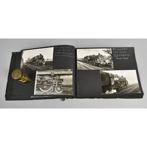 187 - A Vintage Album Containing Black and White Photographs of Photographs of Railway Locomotives