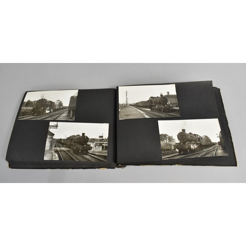 188 - A Vintage Album Containing Black and White Photographs of Railway Photographs of Railway Locomotives