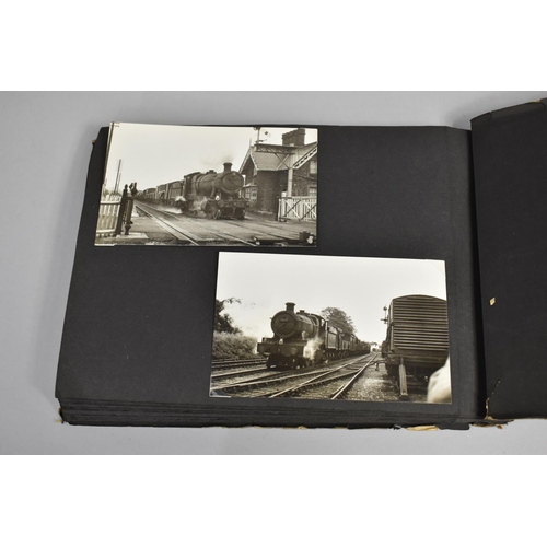 188 - A Vintage Album Containing Black and White Photographs of Railway Photographs of Railway Locomotives