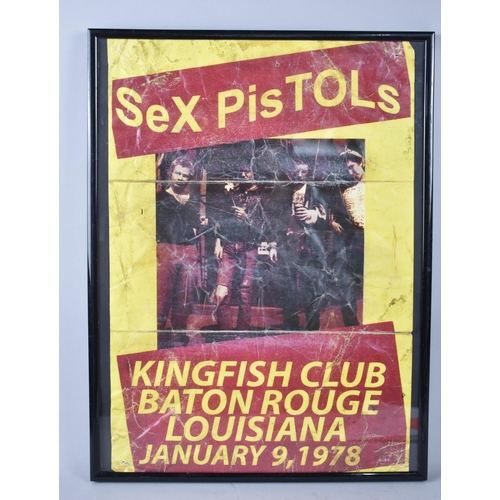 240 - A Framed Paper Poster for The Sex Pistols At Kingfish Club, Baton Rouge, Louisiana, Jan 1978, 40x28c... 