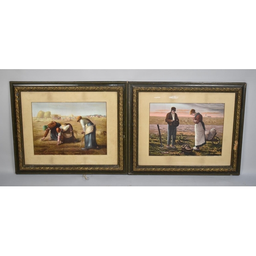 248 - A Pair of Edwardian Framed Prints after Millais, The Gleaners and Angelus, 48x35cms