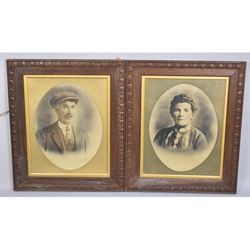 250 - A Pair of Late Victorian/Edwardian Oak Framed Photographs, Each 65x54cms