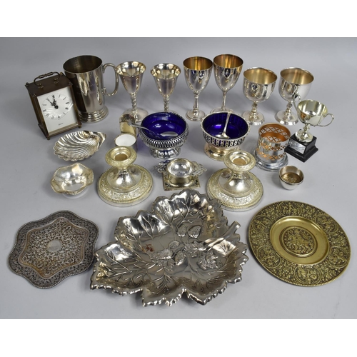 324 - A Collection of Various Metalwares to include Goblets, Candlesticks, Brass Tray Etc